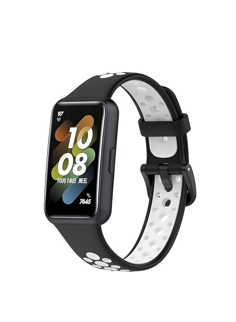 Next store Sport Band Compatible with Huawei Band 7 / Honor Band 7, Lightweight Silicone Sweatproof Strap (Black Grey) - Image 1