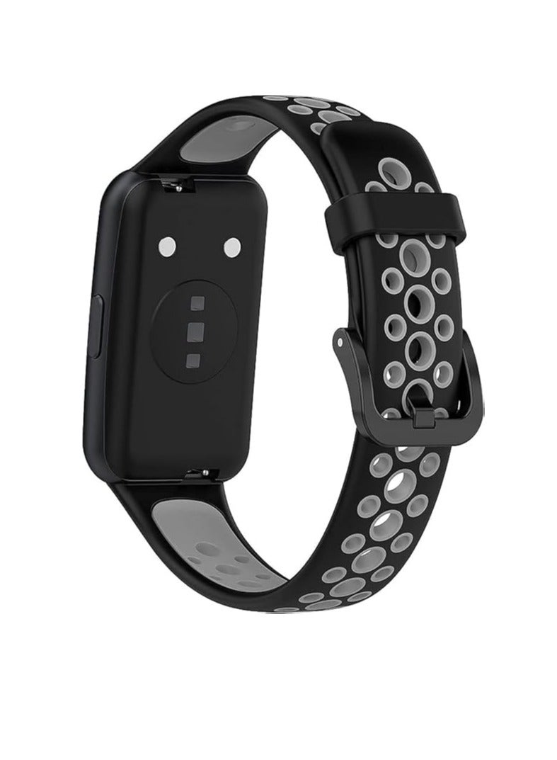 Next store Sport Band Compatible with Huawei Band 7 / Honor Band 7, Lightweight Silicone Sweatproof Strap (Black Grey) - Image 2