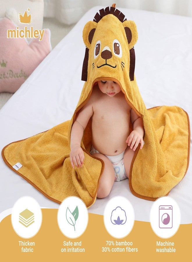 MICHLEY Bamboo Viscose Baby Hooded Bath Towel for 0-5 Years Boys and Girls, 29.5 x 39.5 Inch Ultra-Soft and Quick-drying Infant Bath(Lion) - Image 4