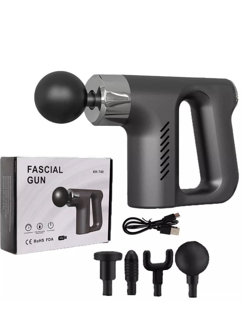 Muscle Massage Gun 5 Gears Button Control Pain Relief Sport Massage Machine Relax Body Slimming Massager Fascia With 4 Heads - Image 2