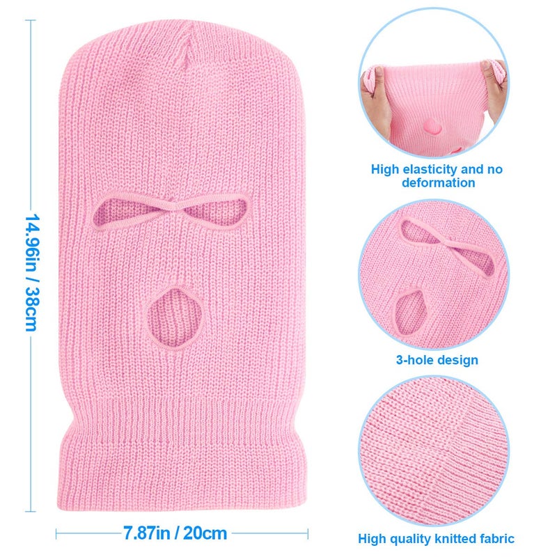 Tmflexe 3-Hole Full Face Mask Cover Ski Mask Winter Balaclava Cap Knitted Face Cover for Winter Outdoor Sports White - Image 3