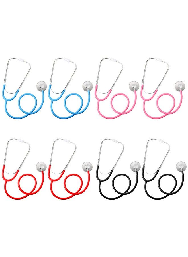 Hanaive 8 Pcs Kids Stethoscope Toy Working Nursing Real Stethoscope Doctor Kit For Kids Role Play Pretend Game Doctor Nurse Costume Accessories (Blue Red Black Pink) - Image 2