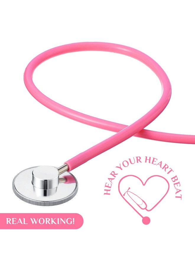Hanaive 8 Pcs Kids Stethoscope Toy Working Nursing Real Stethoscope Doctor Kit For Kids Role Play Pretend Game Doctor Nurse Costume Accessories (Blue Red Black Pink) - Image 3