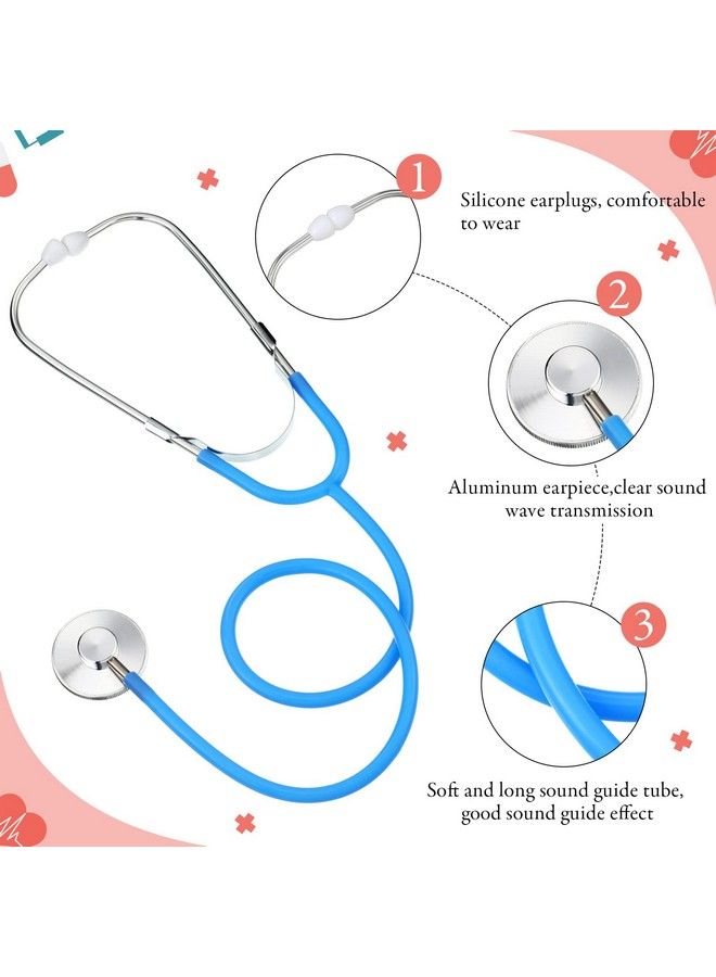 Hanaive 8 Pcs Kids Stethoscope Toy Working Nursing Real Stethoscope Doctor Kit For Kids Role Play Pretend Game Doctor Nurse Costume Accessories (Blue Red Black Pink) - Image 5