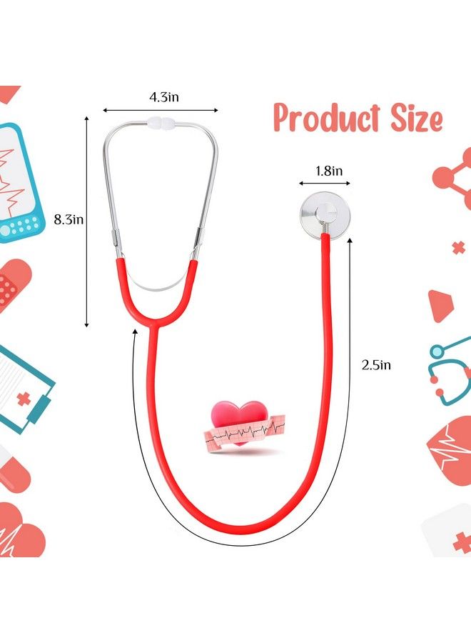Hanaive 8 Pcs Kids Stethoscope Toy Working Nursing Real Stethoscope Doctor Kit For Kids Role Play Pretend Game Doctor Nurse Costume Accessories (Blue Red Black Pink) - Image 4