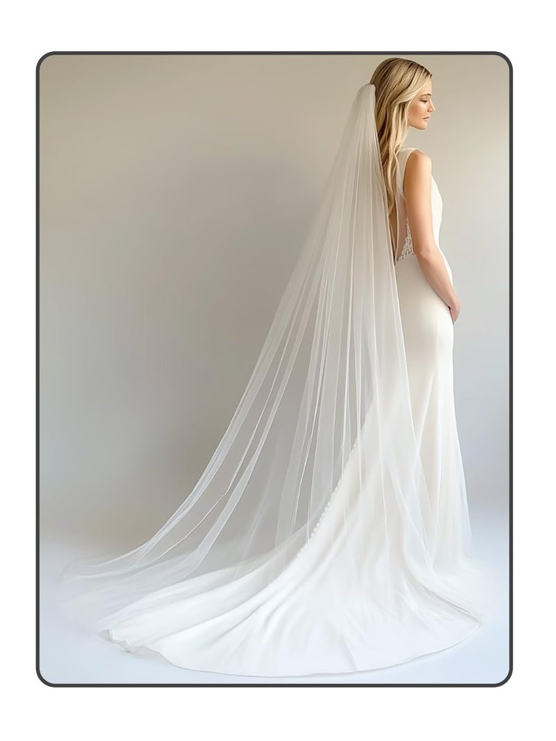 Foyte Cathedral Length Veil Bride Wedding Veils 2 Tier Bridal Long Tulle Chapel Veils for Women (Ivory-2T(118'â€™)) - Image 1