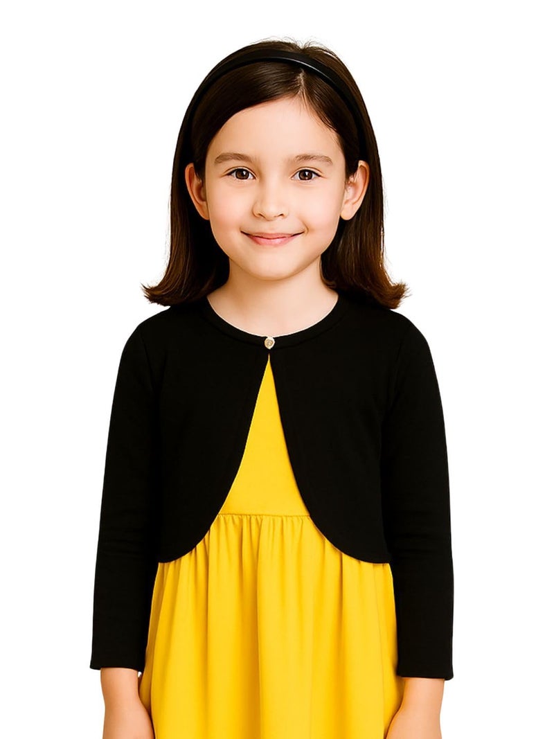 KRYPTIC Kids Girls Crop Length Cotton Shrug – Soft Lightweight Open Front Layer for Stylish Everyday Wear - Image 1