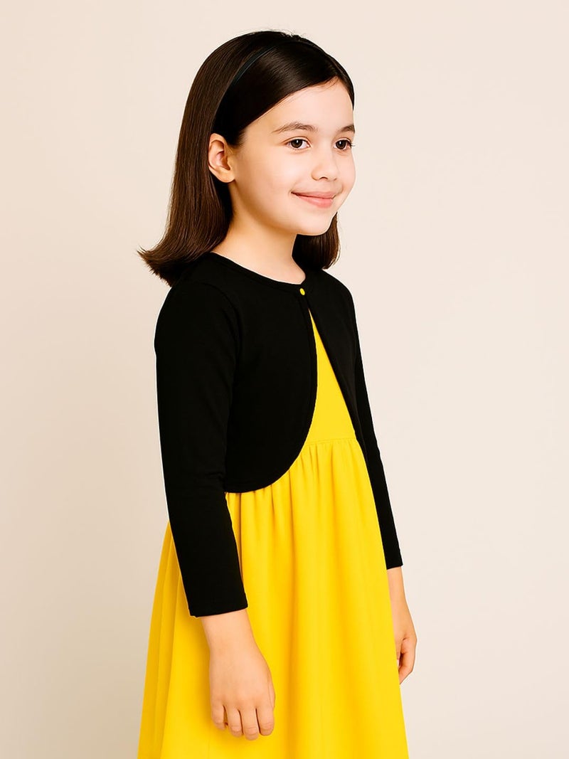 KRYPTIC Kids Girls Crop Length Cotton Shrug – Soft Lightweight Open Front Layer for Stylish Everyday Wear - Image 3