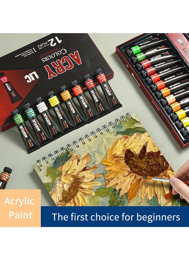 30 Colors Acrylic Paint Set Rich Pigments Colors 12ml/Tube Non Non Fading Perfect for Canvas Wood Stone Wall Ceramic Fabric Paper Art Crafts for Students Adults Artist Painter Beginners - Image 4