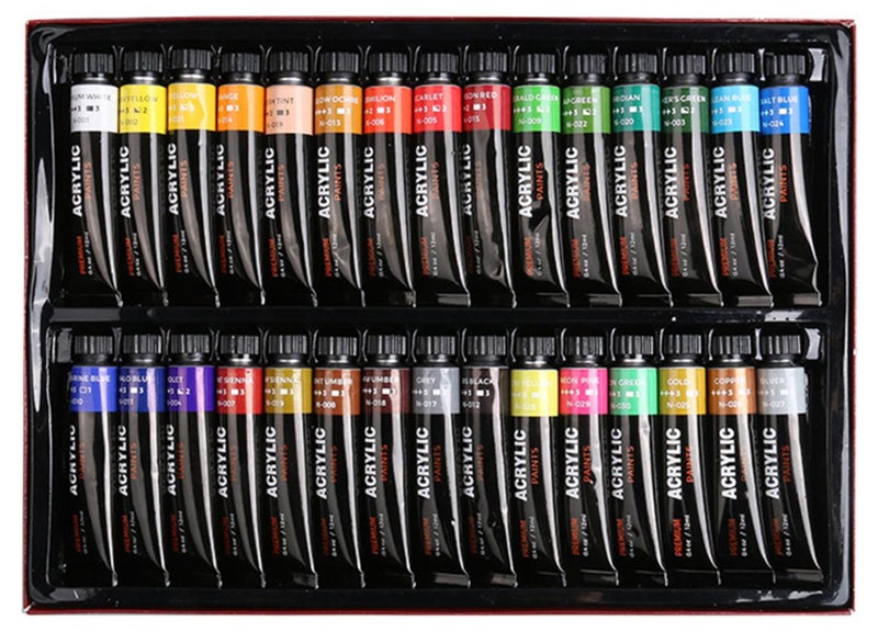 30 Colors Acrylic Paint Set Rich Pigments Colors 12ml/Tube Non Non Fading Perfect for Canvas Wood Stone Wall Ceramic Fabric Paper Art Crafts for Students Adults Artist Painter Beginners - Image 1