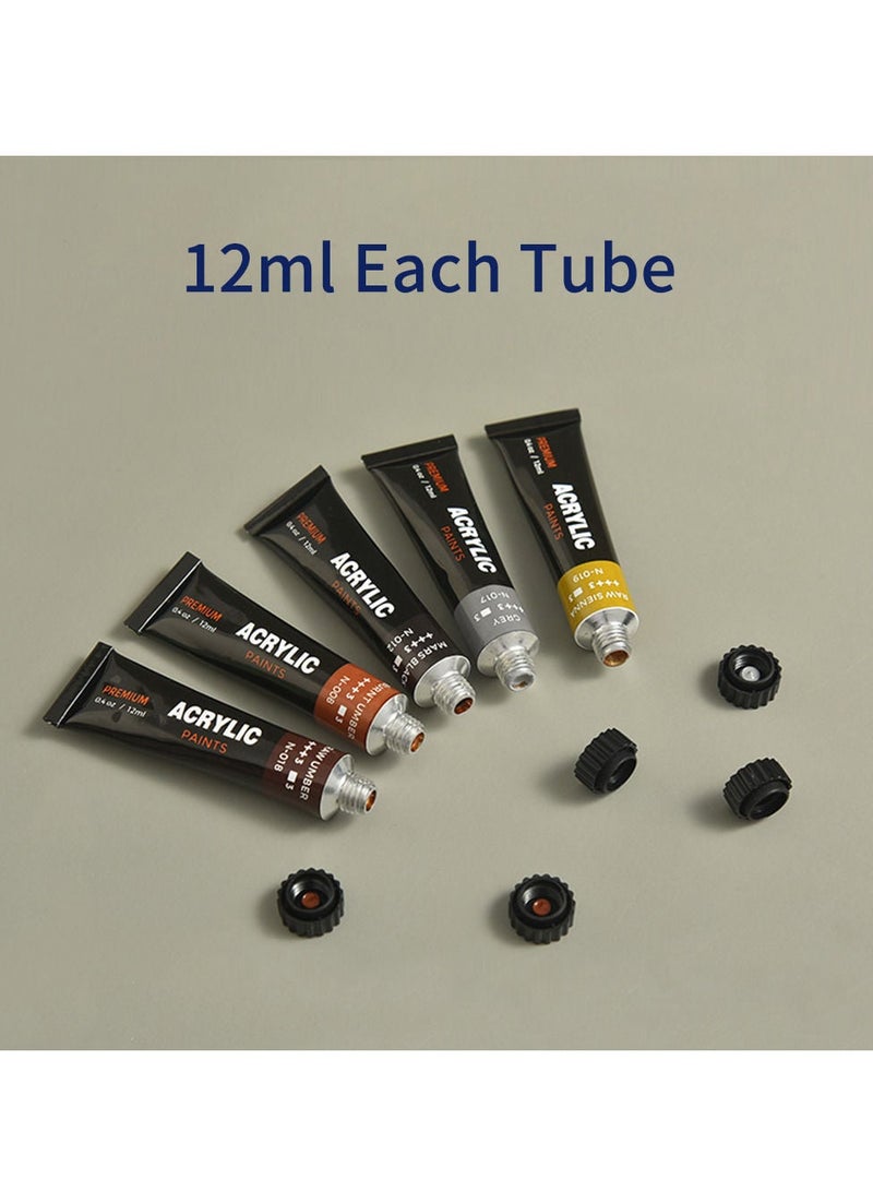 30 Colors Acrylic Paint Set Rich Pigments Colors 12ml/Tube Non Non Fading Perfect for Canvas Wood Stone Wall Ceramic Fabric Paper Art Crafts for Students Adults Artist Painter Beginners - Image 3