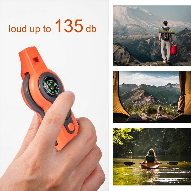Binboll Emergency Survival Function Whistle, Outdoor Multifunctional Tool Safety Whistle with Lanyard, Ideal for Kayaking, Boating, Hiking, Camping, Climbing, Hunting, Fishing, Rescue Signaling(Orange) - Image 5