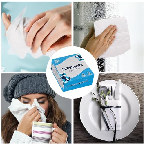 Careswipe Paper Napkins for Home 400 Sheets | Soft & Absorbent Tissue Paper Napkin for Office, Restaurants, Travel & Daily Use | 100 Sheets x 4 Packs | 30x30 cm Size - Image 2