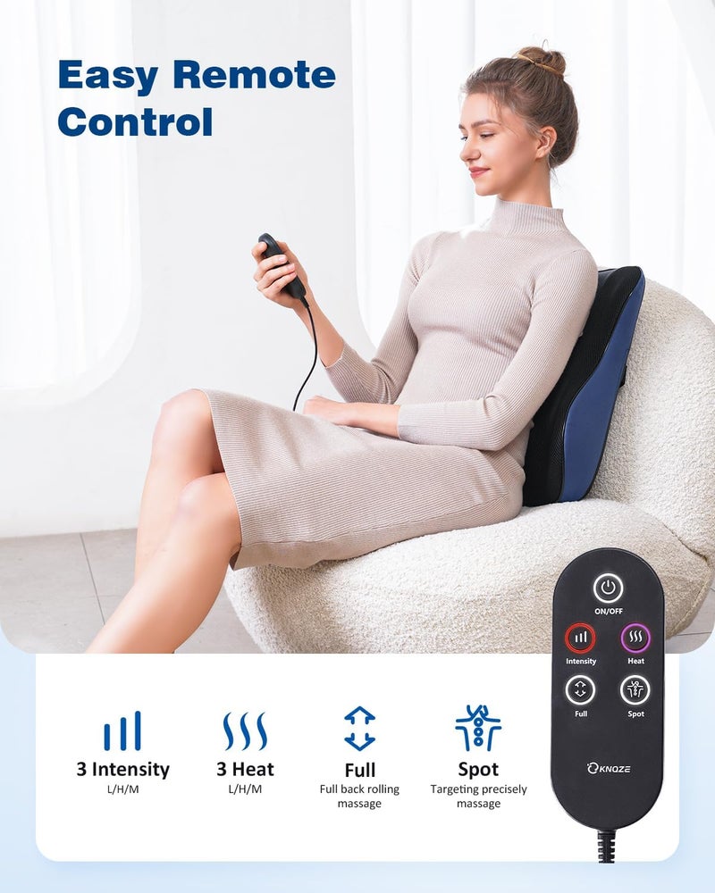 KNQZE Back Massager for Pain Relief Deep Tissue Shiatsu Walking Massage with Heat for Neck Shoulder Leg Rolling Lower Back Massager for Chair with 3 Intensities Gifts for Men Women Mom Dad - Image 5