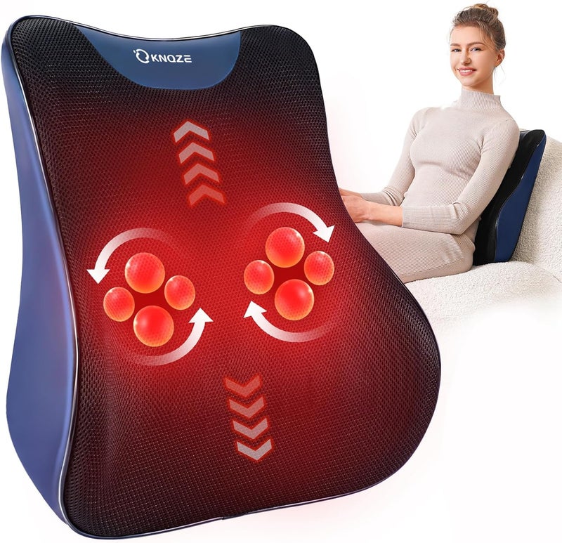 KNQZE Back Massager for Pain Relief Deep Tissue Shiatsu Walking Massage with Heat for Neck Shoulder Leg Rolling Lower Back Massager for Chair with 3 Intensities Gifts for Men Women Mom Dad - Image 1