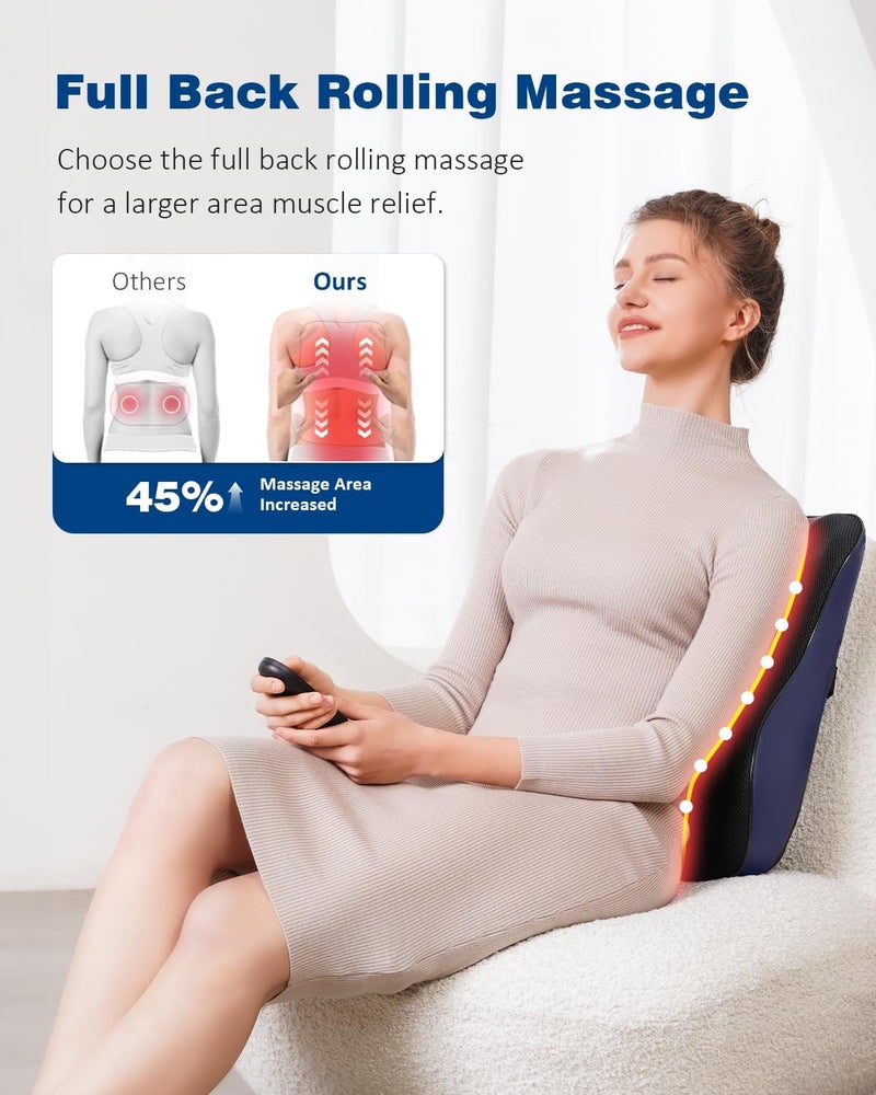 KNQZE Back Massager for Pain Relief Deep Tissue Shiatsu Walking Massage with Heat for Neck Shoulder Leg Rolling Lower Back Massager for Chair with 3 Intensities Gifts for Men Women Mom Dad - Image 2