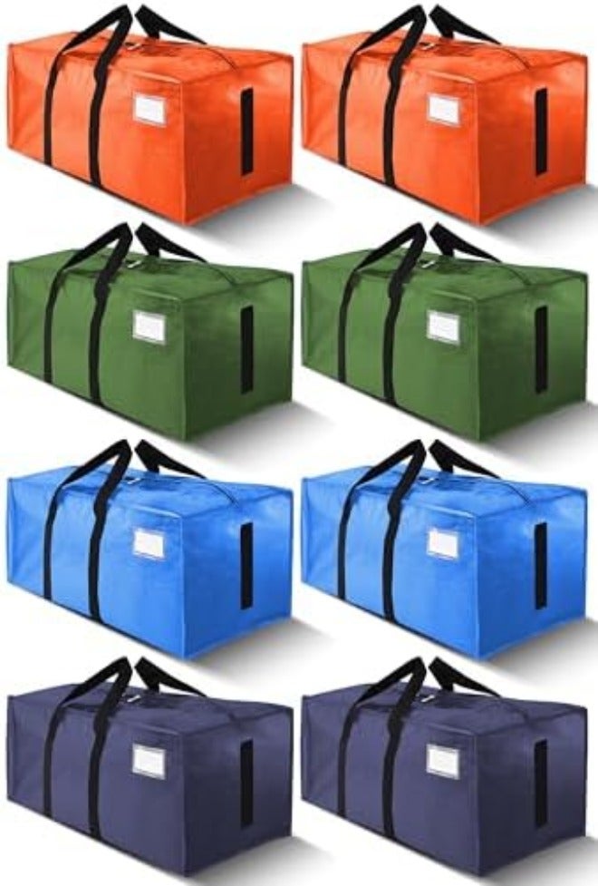 HOMESURE Supports 200lbs Heavy Duty Moving Bags - Strong Zipper & Wrap-Around Handles - Water-Resistant Storage Totes, Durable Alternative to Moving Boxes - 8 Pack -  Semi-Transparent
