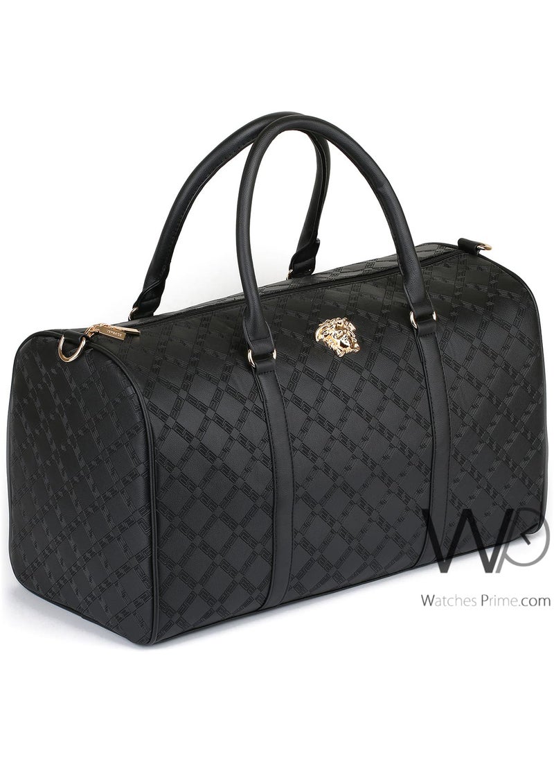 Versace Jeans Versace Black Leather Duffle Gym Bag  - Image 2