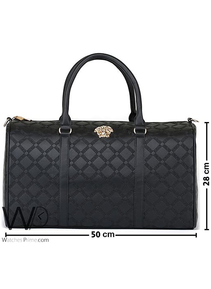 Versace Jeans Versace Black Leather Duffle Gym Bag  - Image 3