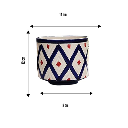 Leafy Tales Ceramic Rhombus Design Planter, Medium Size , Yellow, 1 Piece - Image 5