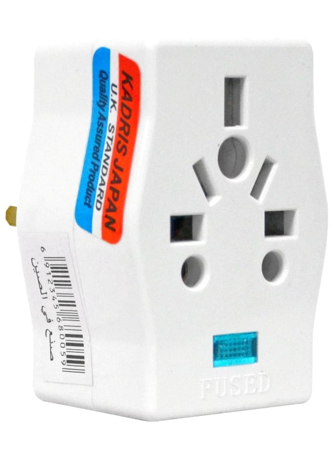 KADRIS - Universal travel Plug Adapter, 3 Pin Power Plug Adapter With Light for AU/UK/EU/US, Plug Converter for Business, Holiday, Hotel, Airport - Image 1