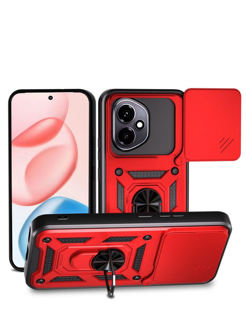 Case for Honor 400 (6.55 inches), Camera Protection Case with Sliding Lens Cover and Ring Stand Hard PC and TPU Silicone Shockproof Anti-Scratch