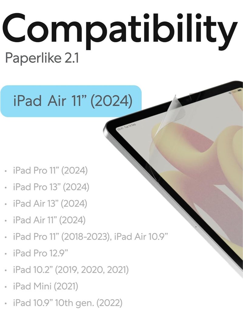 Paperlike - 2.1 [2 PACK] for iPad AIR 11 inch (2024) M2 Screen Protector Film Transparent with Paper Texture for Notetaking Sketching Writing Drawing Like on Paper - Image 1
