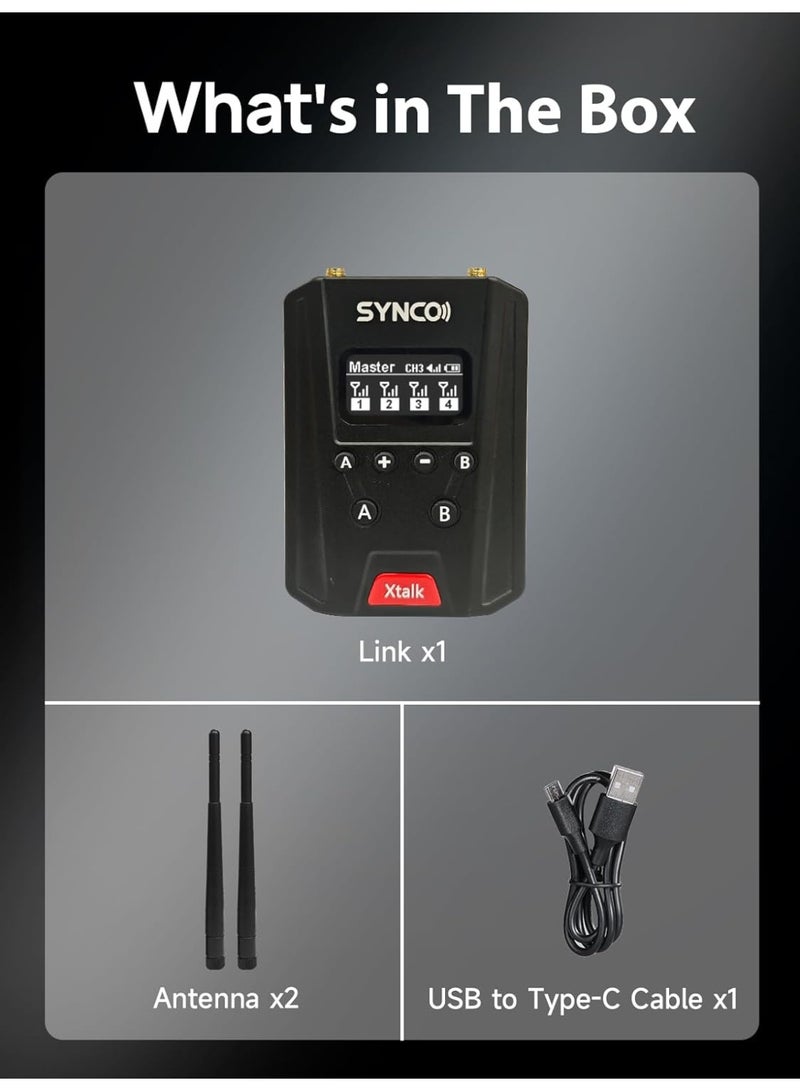 SYNCO XTALK Link Wireless Intercom Headset System 2.4GHz Full Duplex, Real-Time Monitoring, Professional Communication Headset for Broadcasting, Event Production, Vlog, Streaming, Live Shows - Image 3
