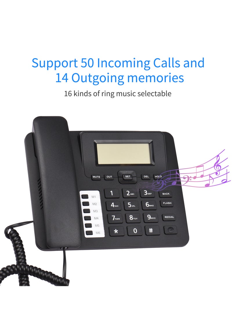 Generic Black Corded Phone Desk Landline Phone Telephone DTMF/FSK Dual System Support Hands-Free/Redial/Flash/Speed Dial/Ring Volume Control Built-in IC Chip High Quality Sound Real-time Date  - Image 3
