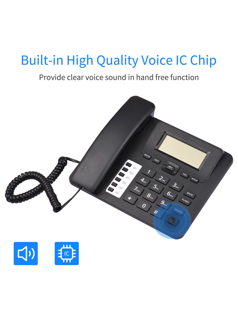 Generic Black Corded Phone Desk Landline Phone Telephone DTMF/FSK Dual System Support Hands-Free/Redial/Flash/Speed Dial/Ring Volume Control Built-in IC Chip High Quality Sound Real-time Date  - Image 4