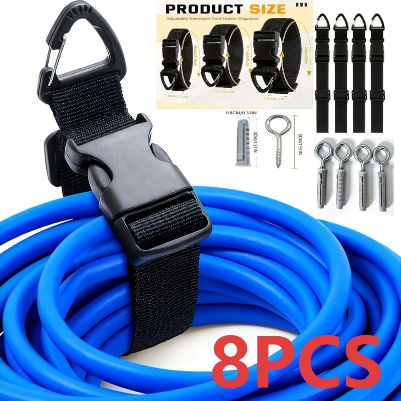 Wire Cable Clamp 8pcs Set 1.5inch Heavy Duty Adjustable Extension Cord Organizers With Screws And Plastic Anchors For Garage Workshop Home Storage Cable And Water Pipe Management - Image 1