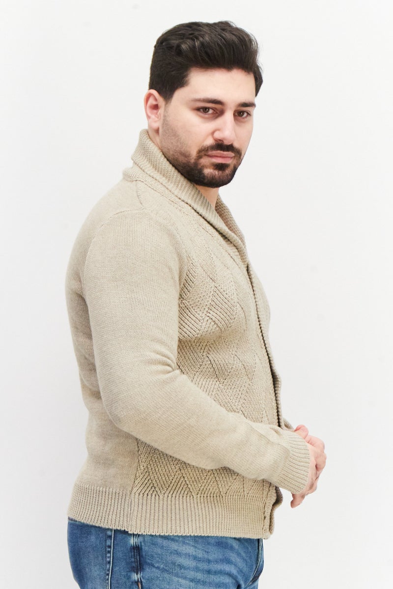 Celio Men V Neck Long Sleeve Knitted Cardigans, Grey  - Image 3