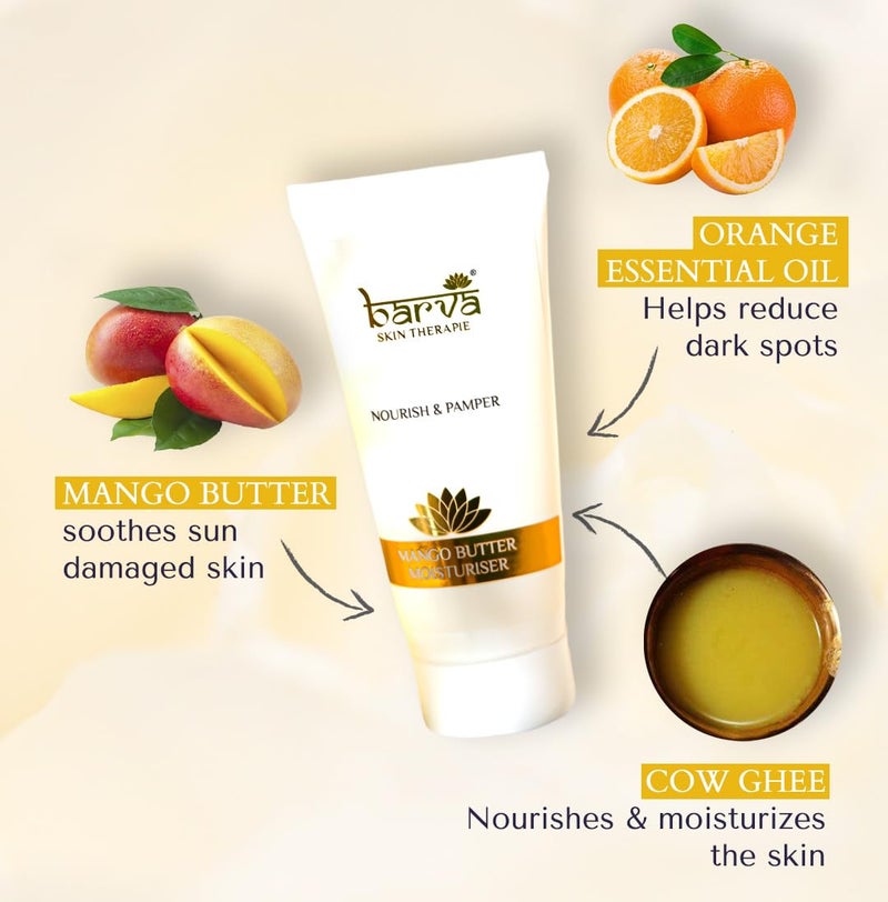 Barva Mango Butter Moisturizer Face Cream For Normal  Dry Skin No Parabens Silicones Mineral Oil  Colour 50ml - Image 4
