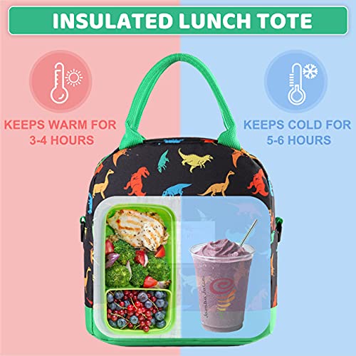 VASCHY Lunch Box Bag for Kids, Insulated Lunchbox Tote for Toddler Boys and Girls School Daycare Kindergarten Dinosaur - Image 2