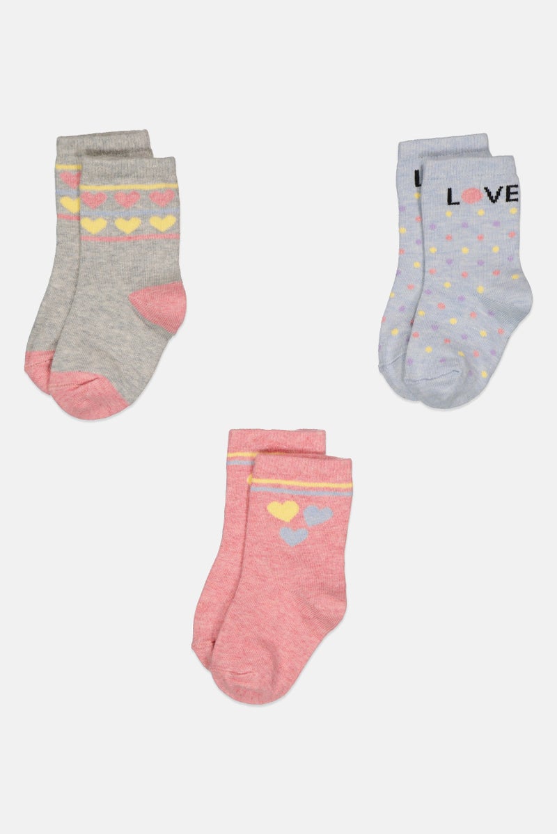 bebe Kids Girl 3 Pairs Polka  Dots Crew Socks, Multicolor  - Image 3