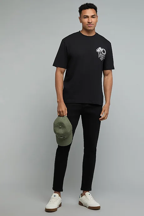 أر أند بي Printed T-Shirt with Crew Neck and Short Sleeves