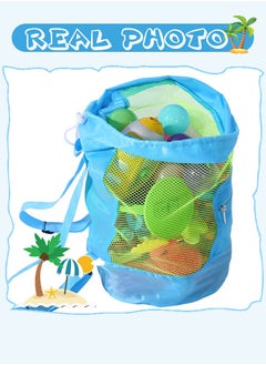 GROIC Beach Mesh Bag Large Tote Sand Beach Toy Bag Durable Backpack Swim and Pool Kids Toys Balls Drawstring Storage Bags Packs, Double Shoulder Beach Backpack  - Image 2