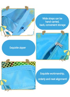 GROIC Beach Mesh Bag Large Tote Sand Beach Toy Bag Durable Backpack Swim and Pool Kids Toys Balls Drawstring Storage Bags Packs, Double Shoulder Beach Backpack  - Image 5