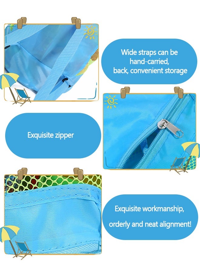 GROIC - Beach Mesh Bag Large Tote Sand Beach Toy Bag Durable Backpack Swim and Pool Kids Toys Balls Drawstring Storage Bags Packs, Double Shoulder Beach Backpack - Image 1