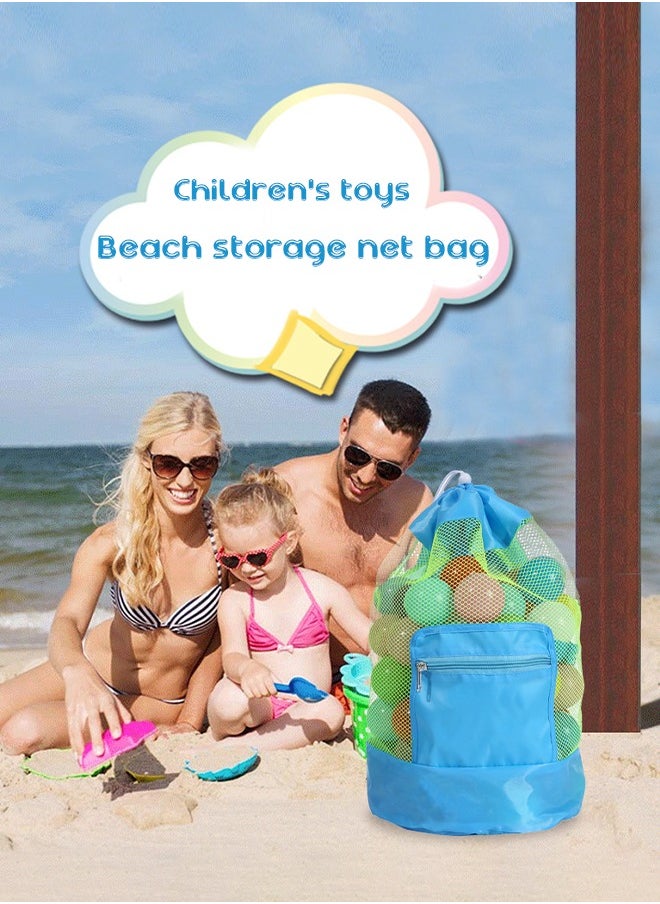 GROIC - Beach Mesh Bag Large Tote Sand Beach Toy Bag Durable Backpack Swim and Pool Kids Toys Balls Drawstring Storage Bags Packs, Double Shoulder Beach Backpack - Image 1