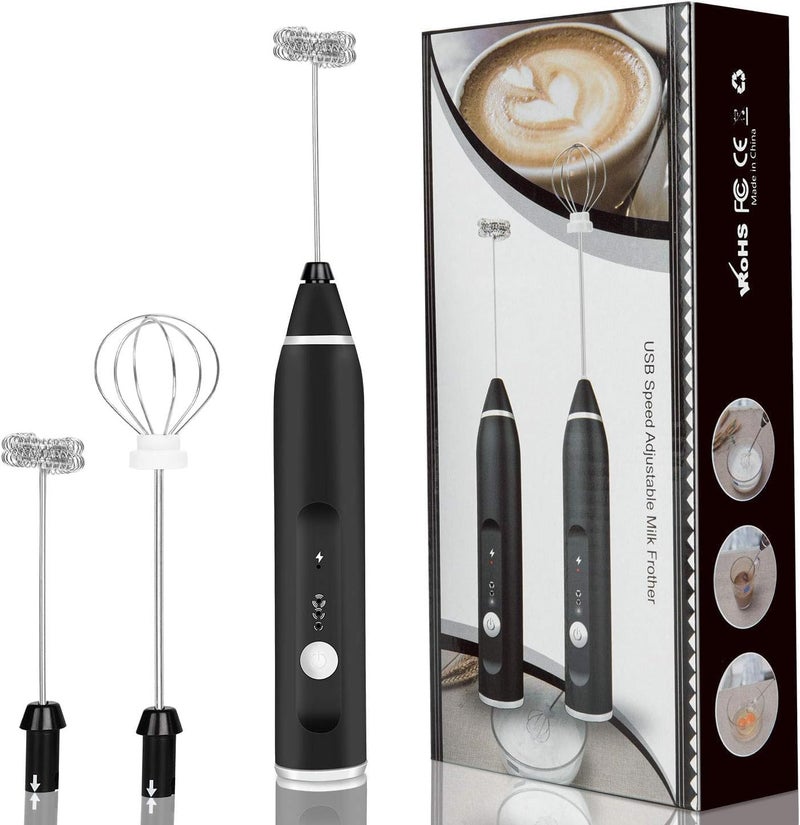 Hand Blender - Hand Blender (USB Rechargeable Electric Milk Frother 3 Speeds Black) - Image 1