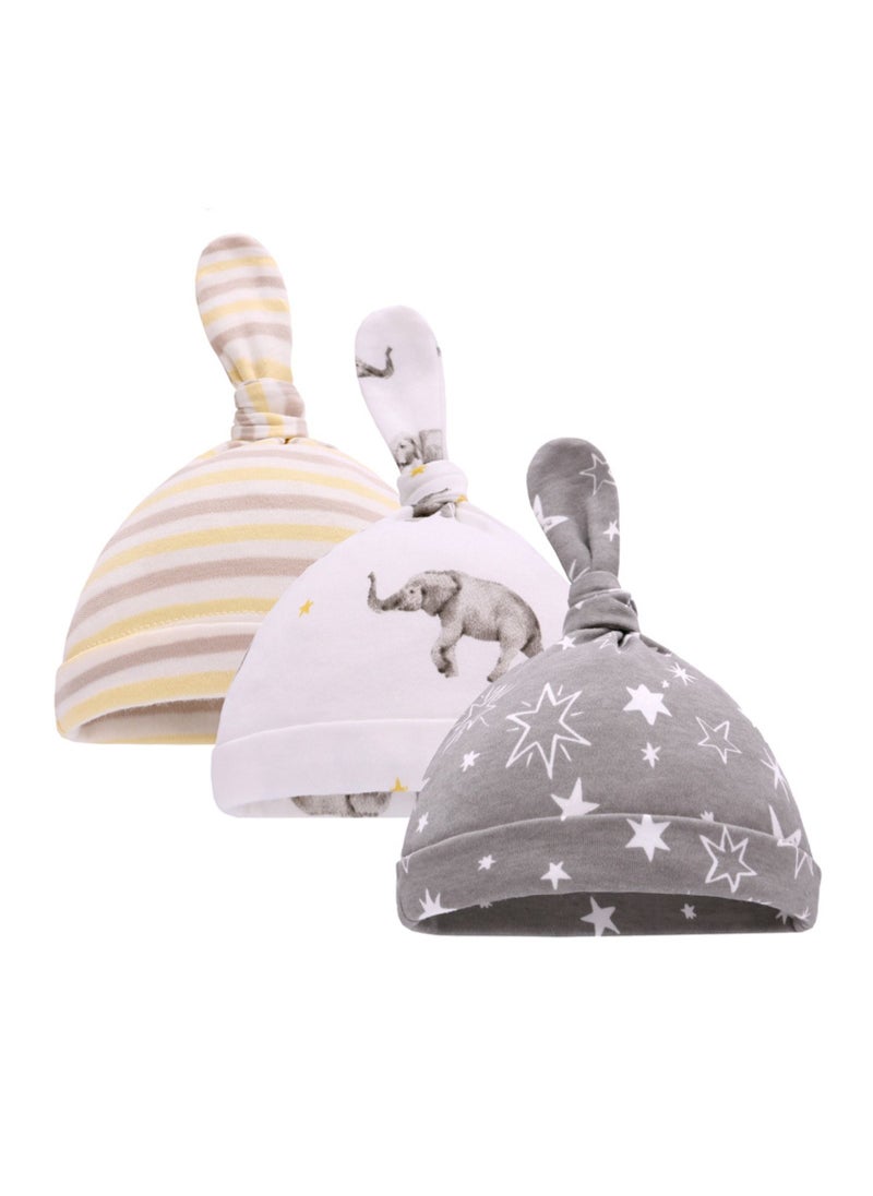 Loquat - Suitable For 0-6 Month Baby Soft Breathable Tire Cap 3 Pieces - Image 1