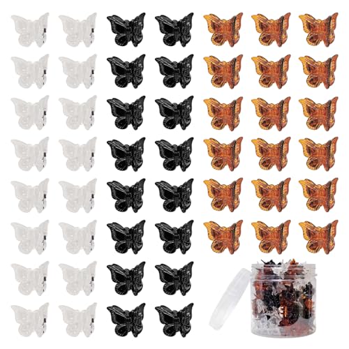 XIEHE 50 Packs Assorted Color Butterfly Hair Clips Beautiful Mini Butterfly Hair Clips Hair Accessories for Women and Girls Black brownwhite - Image 1