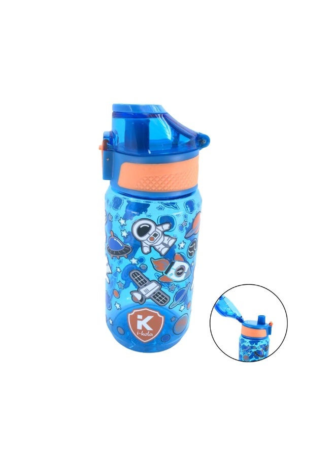 i-kola SPACE BLUE 540 ML Kids Water Bottle for School | BPA-Free Plastic Water Bottle for Boys & Girls | Leakproof, Unbreakable, Easy to Drink, Quick Open Lock (TS-9234 A 2) - Image 1