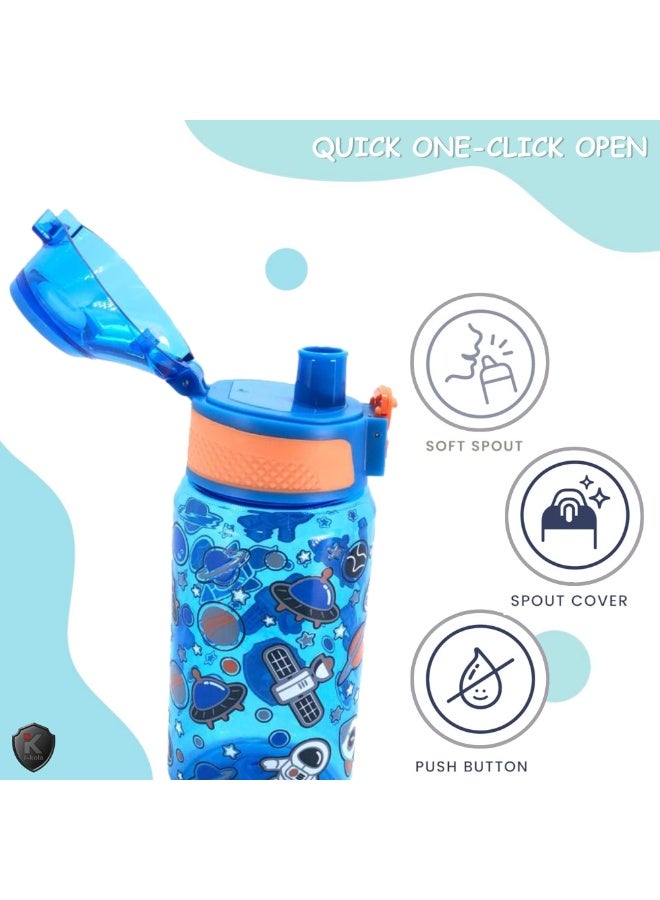 i-kola SPACE BLUE 540 ML Kids Water Bottle for School | BPA-Free Plastic Water Bottle for Boys & Girls | Leakproof, Unbreakable, Easy to Drink, Quick Open Lock (TS-9234 A 2) - Image 5