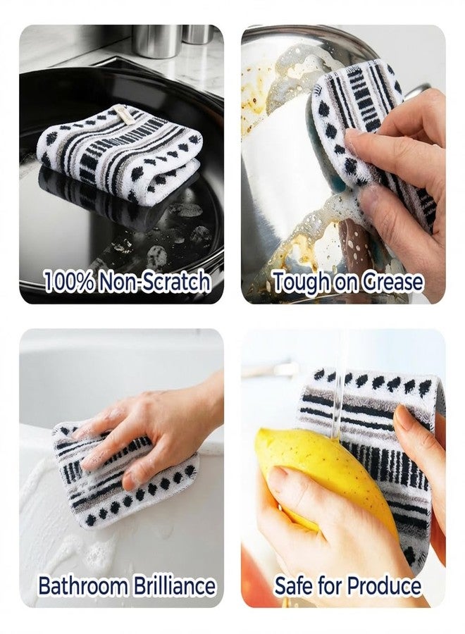Amarelle GEN II Dish Washing Scrubbers (5-Pack)2-in-1, Made in Green Kitchen Scrubbers for Dishes, Non Scratch Pot & Pan Scrubber, Heavy Duty GOTS Organic Cotton Scouring Pads, Reusable (Metro Sketch) - Image 5