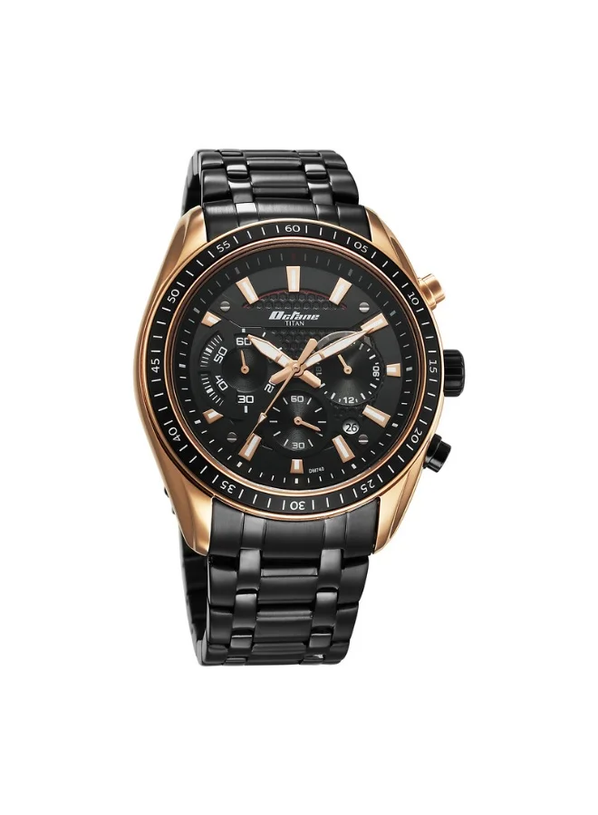 TITAN Octane Quartz Chronograph with Date Black Dial Black Stainless Steel Strap Watch for Men - 90077KM06