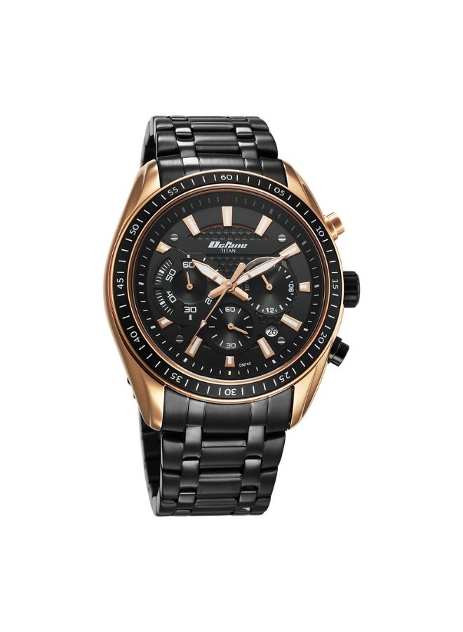 TITAN Octane Quartz Chronograph with Date Black Dial Black Stainless Steel Strap Watch for Men - 90077KM06 - Image 2