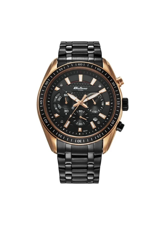 TITAN Octane Quartz Chronograph with Date Black Dial Black Stainless Steel Strap Watch for Men - 90077KM06