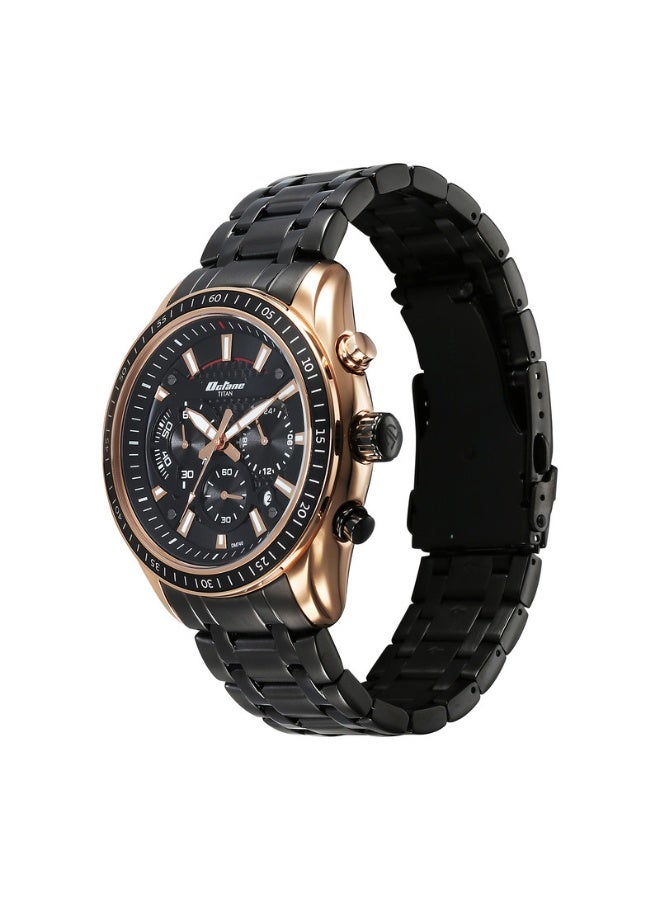 TITAN Octane Quartz Chronograph with Date Black Dial Black Stainless Steel Strap Watch for Men - 90077KM06 - Image 3